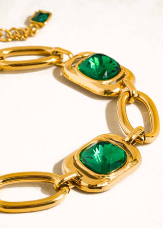 Emerald Luxe Gold Link Bracelet – Tarnish - Free Statement Jewelry - Verte Boutique