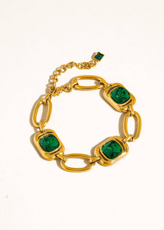Emerald Luxe Gold Link Bracelet – Tarnish - Free Statement Jewelry - Verte Boutique