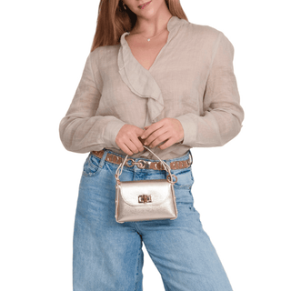 Mini Italian Leather Crossbody Bag with Bamboo Clasp - Verte Boutique