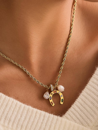 Western 18K Gold Non - Tarnish Horseshoe Charm Necklace - Verte Boutique