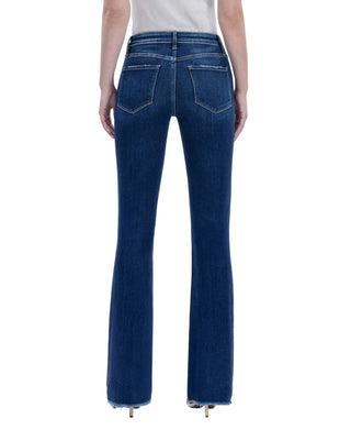 High Rise Raw Hem Dark Wash Bootcut Jeans - Verte Boutique