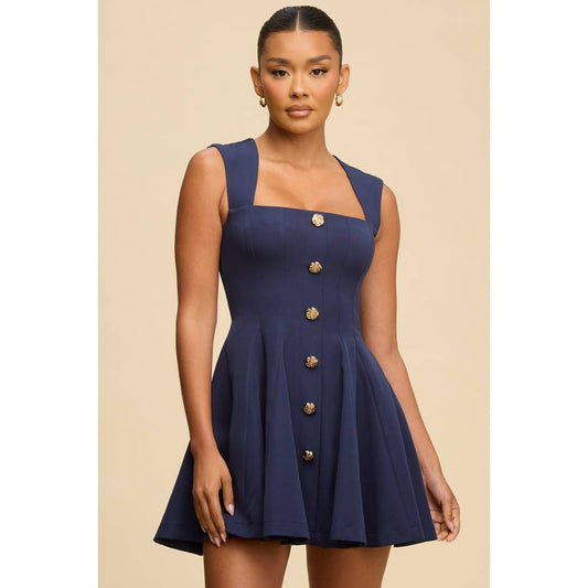Button Front Fit & Flare Mini Dress