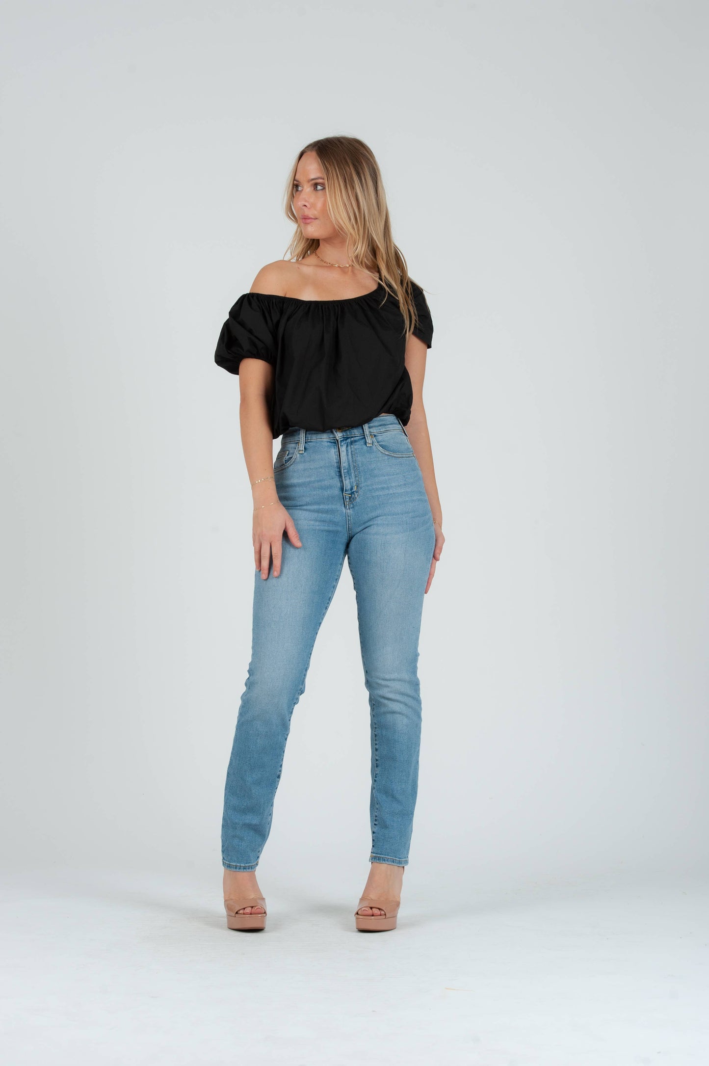 Poplin Puff Sleeve Blouse Top