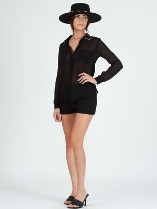 Double Collar Chiffon Blouse - Verte Boutique