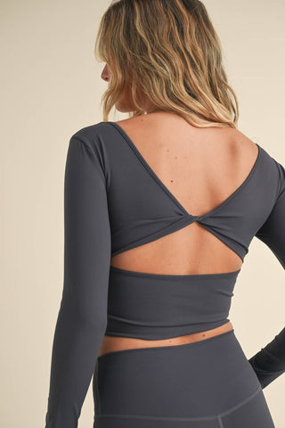 Twist Back Long Sleeve Active Top - Verte Boutique