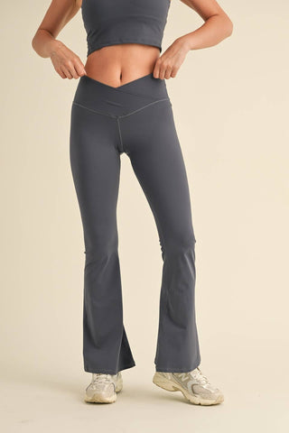 High Waist Crossover Flare Legging - Verte Boutique