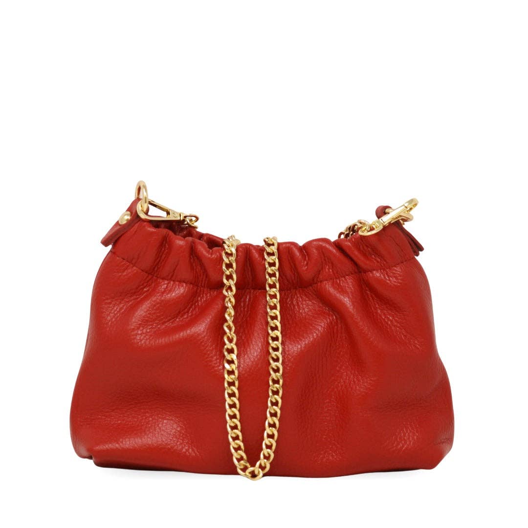 Italian Leather Ruched Clutch