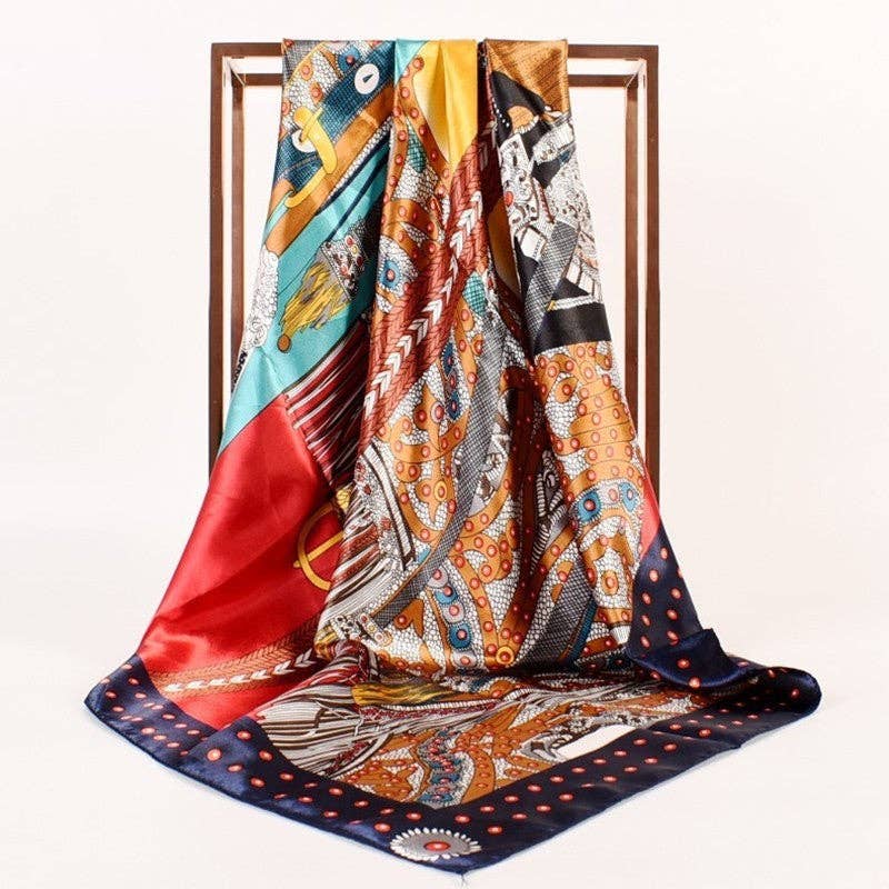 Abstract Belt Printed Satin Scarf