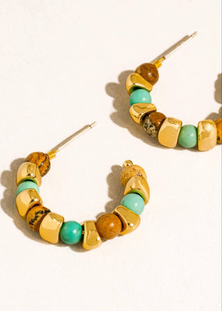 Noisette 18K Gold Beaded Boho Hoop Earrings - Verte Boutique
