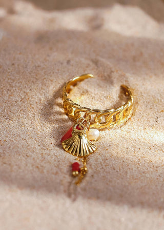 Shell Dangle Chain Ring - Verte Boutique