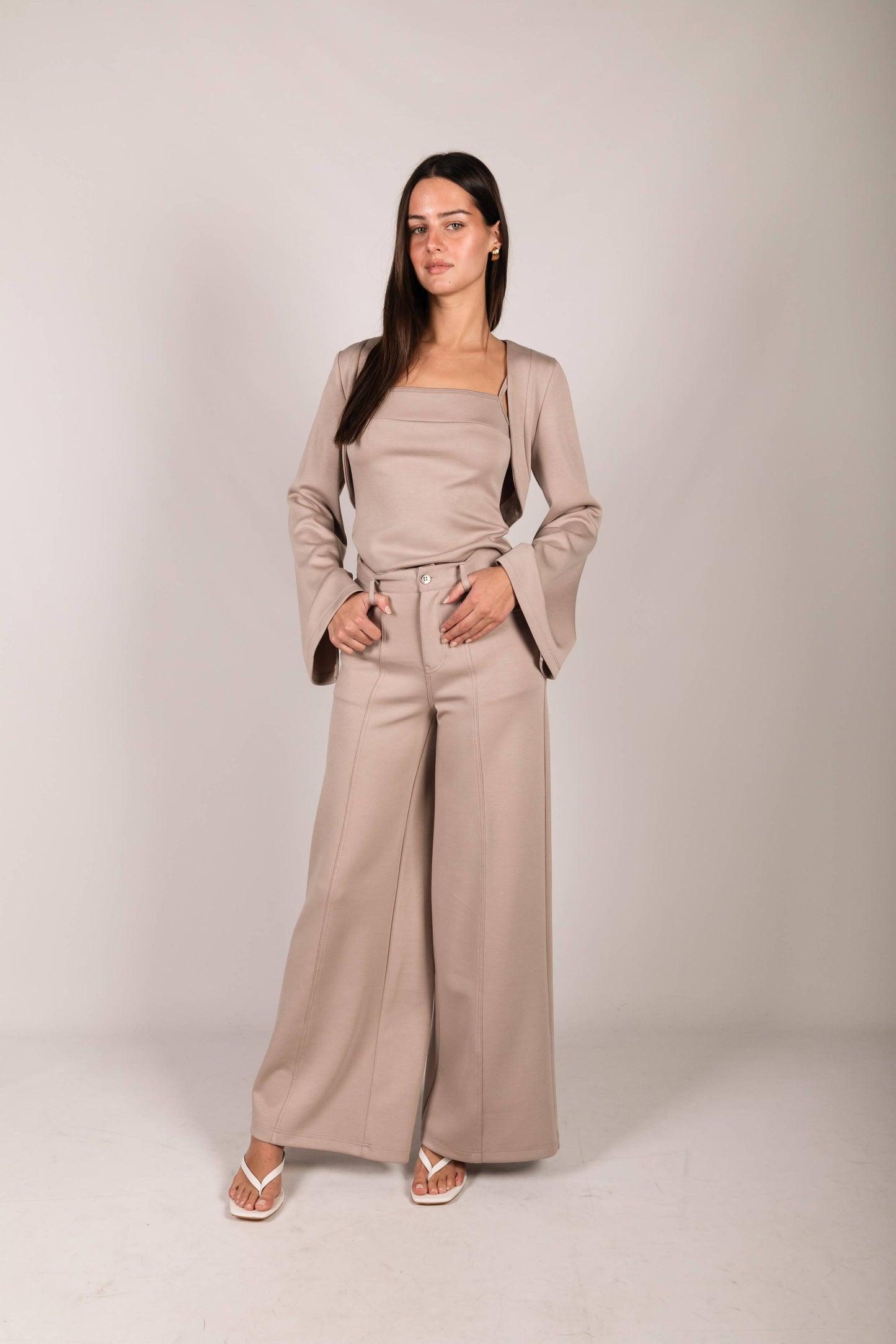 Butter Modal Pleated Wide Leg Trousers