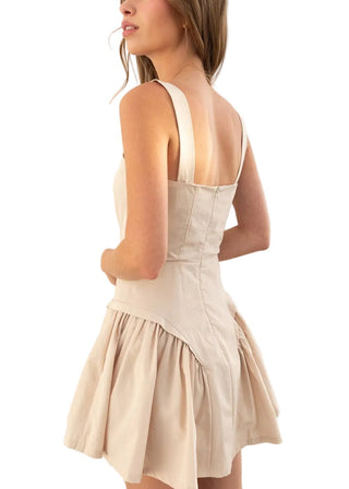 Structured Button - Front Fit & Flare Mini Dress - Verte Boutique