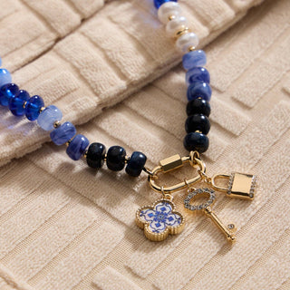 Layered Glass Bead Necklace | Trio of Charms - Verte Boutique