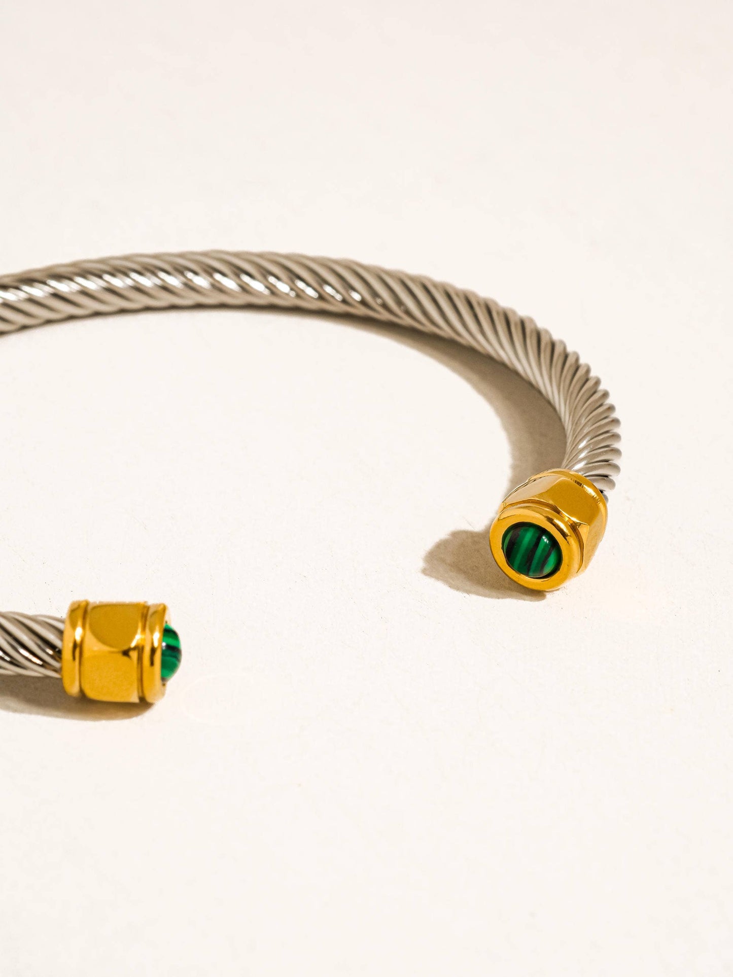 Gold Non-Tarnish Stone Braided Bangle