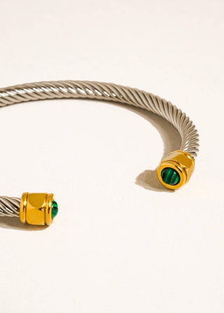 Mixed Metal Non - Tarnish Stone Braided Bangle - Verte Boutique