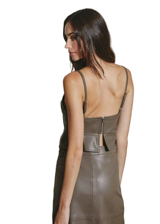 Faux Leather Peplum Cami Top - Verte Boutique