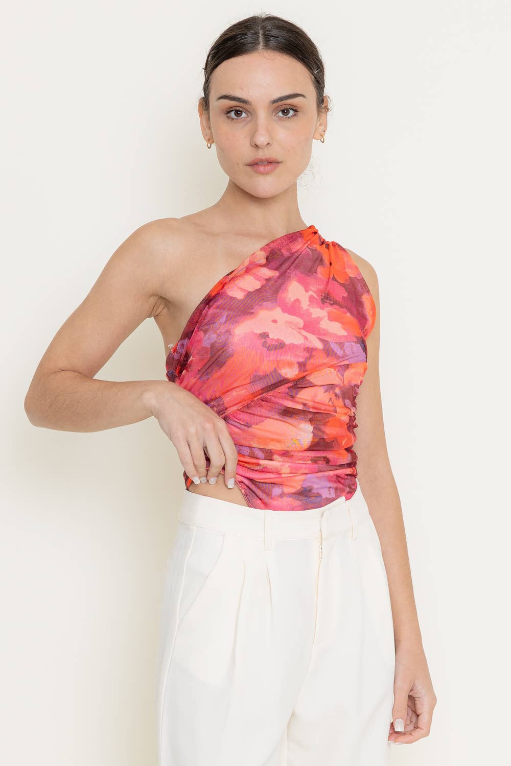 Abstract Floral One Shoulder Bodysuit