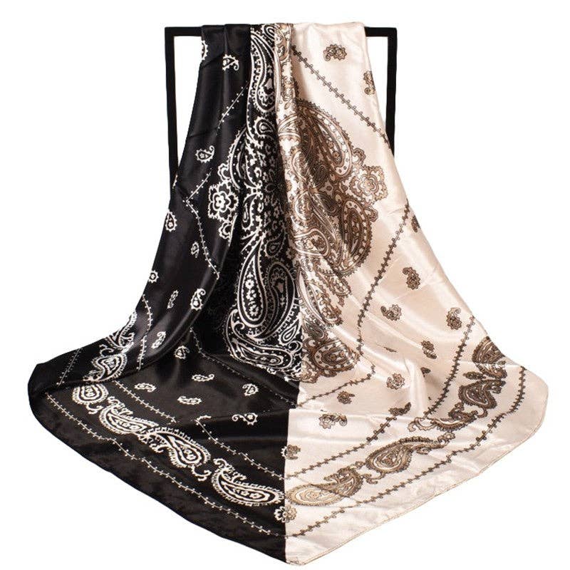 Contrast Bandana Print Satin Scarf