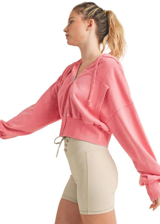 Mineral Wash Zip - Up Hoodie - Verte Boutique