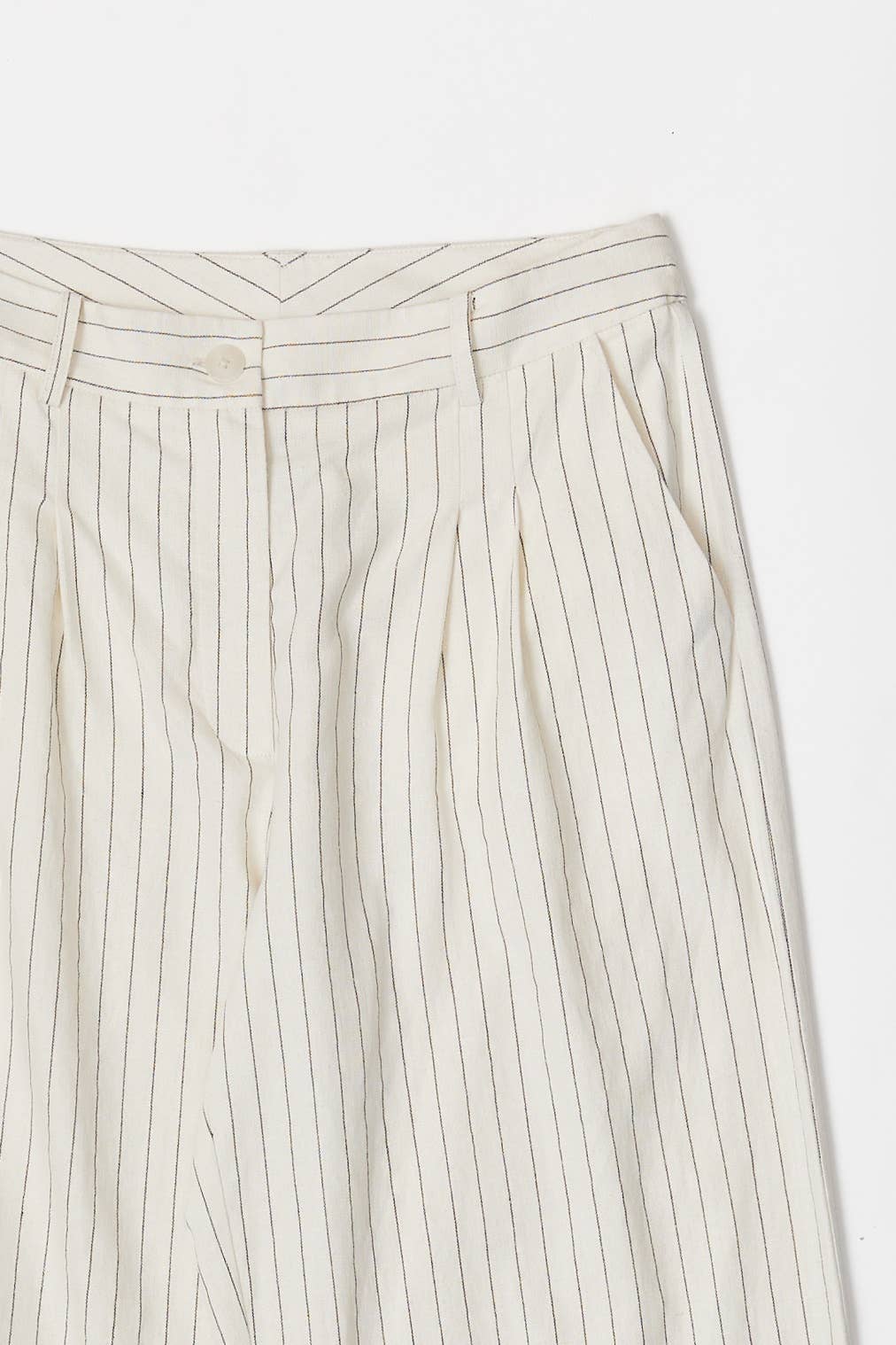 Striped Straight Leg Linen Trousers