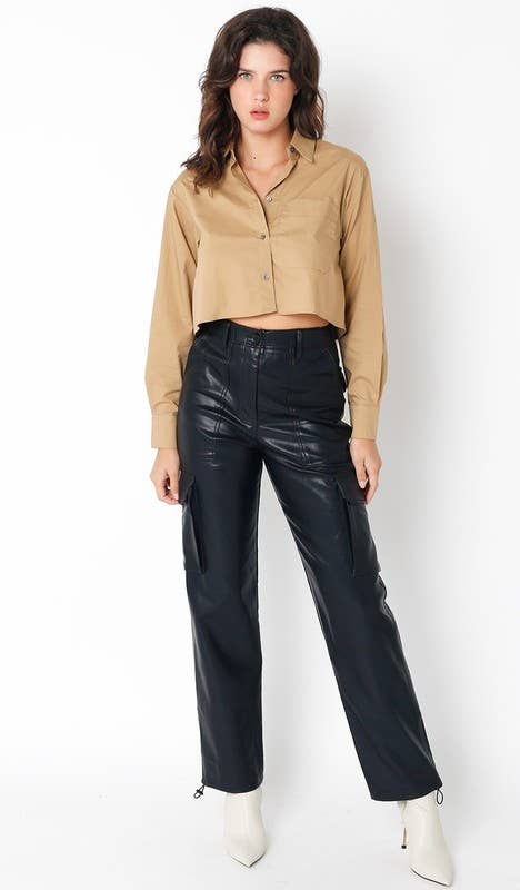 Crop Button Up Shirt