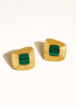 Gold Non - Tarnish Enamel Square Earrings - Verte Boutique