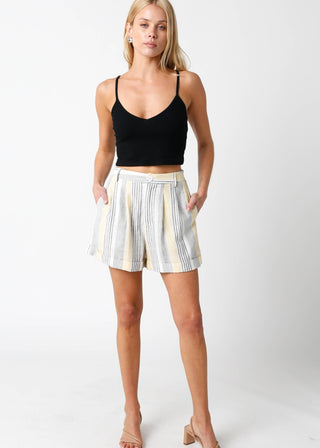 Sunrise Coast Striped Linen - Blend Shorts - Verte Boutique