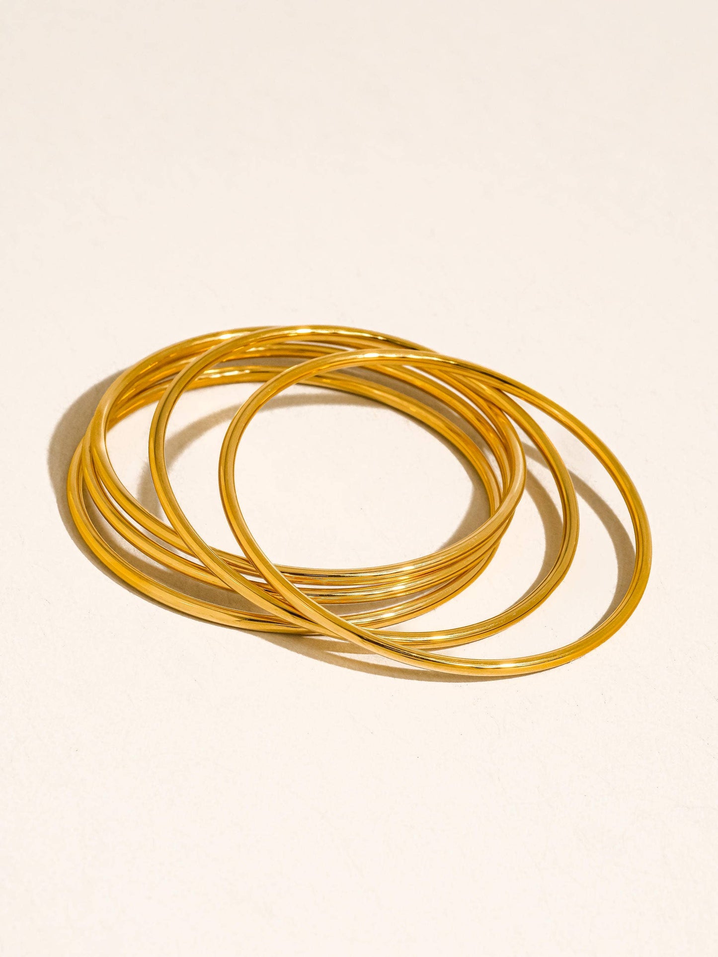 Gold Non-Tarnish Classic Thin Bangle Set