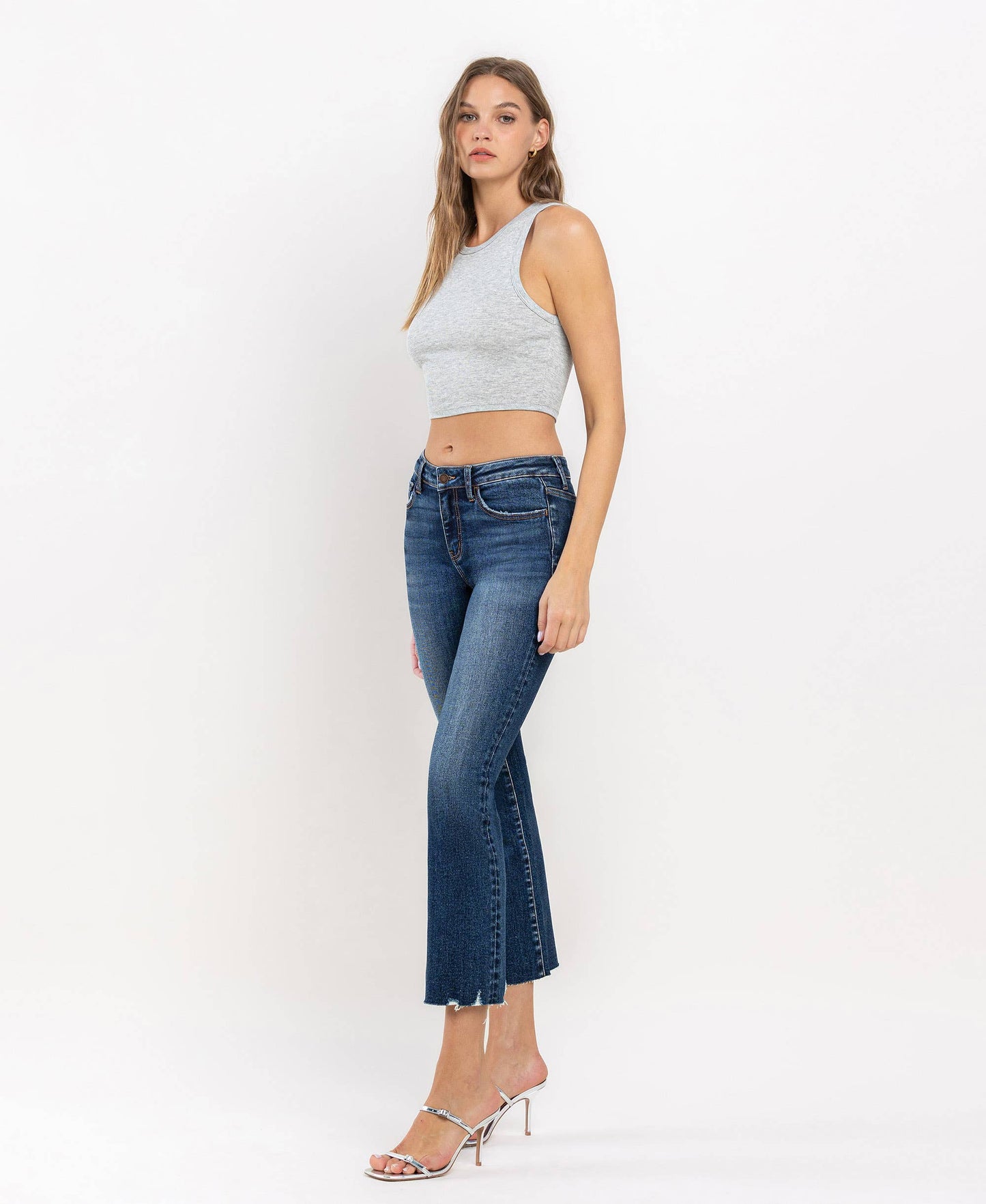 Mid Rise Crop Mini Bootcut Jeans