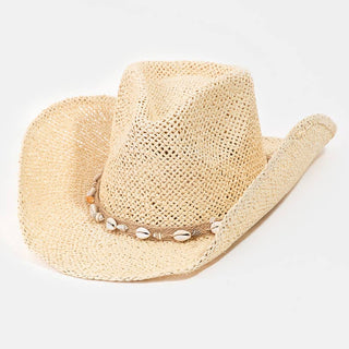 Straw Weave Shell Rope Cowboy Hat - Verte Boutique