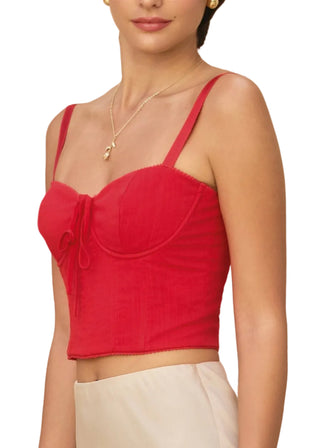 Scarlett Red Picot Edge Corset Bustier Top - Verte Boutique
