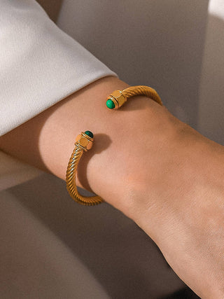 Stone Braided Bangle - Verte Boutique