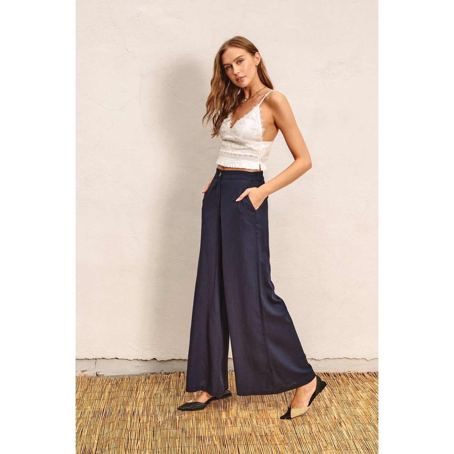 Navy Wide Leg Pants