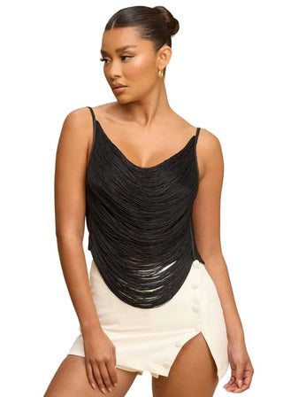 Fringe Open Back Statement Top - Verte Boutique