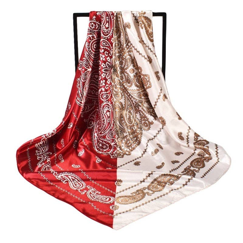 Contrast Bandana Print Satin Scarf