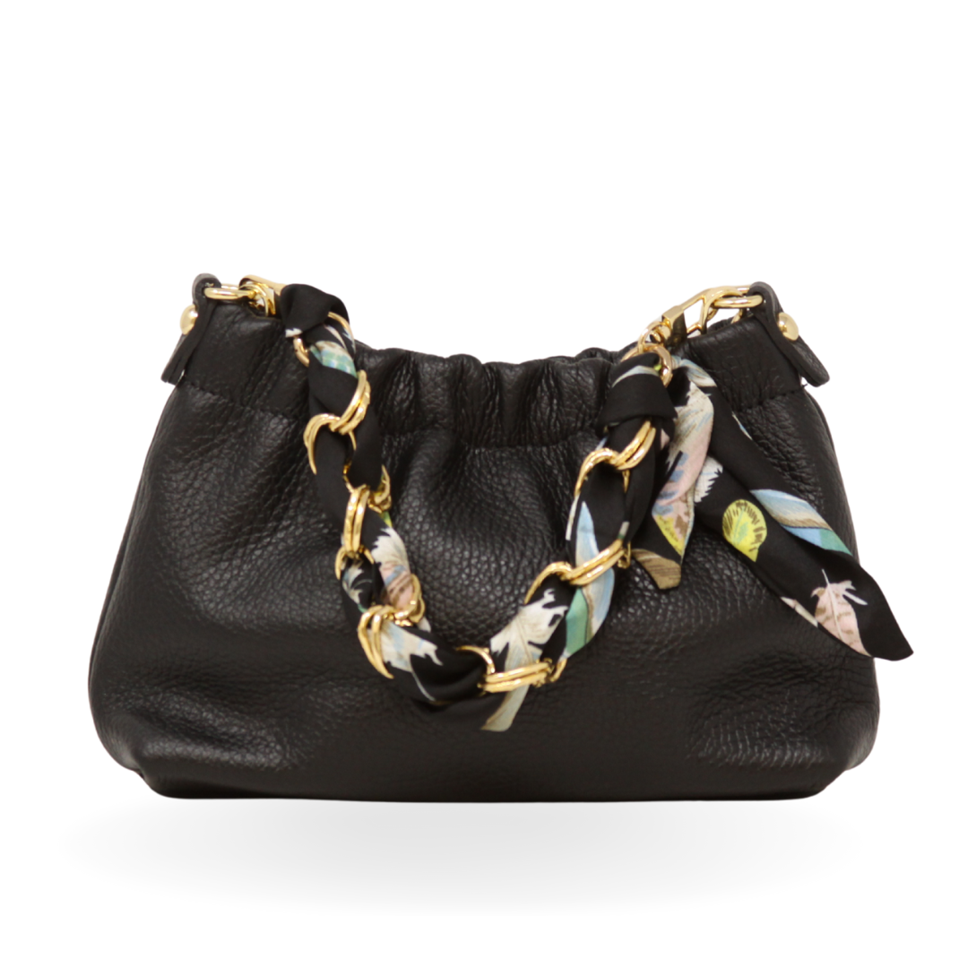 Italian Leather Ruched Clutch