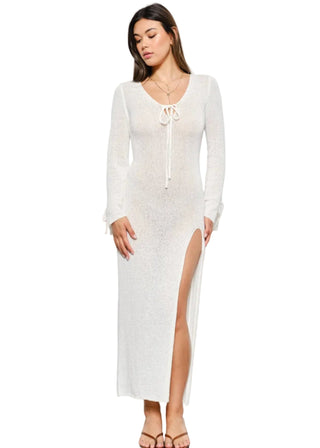 Tie-Front Knit Maxi Coverup - Verte Boutique