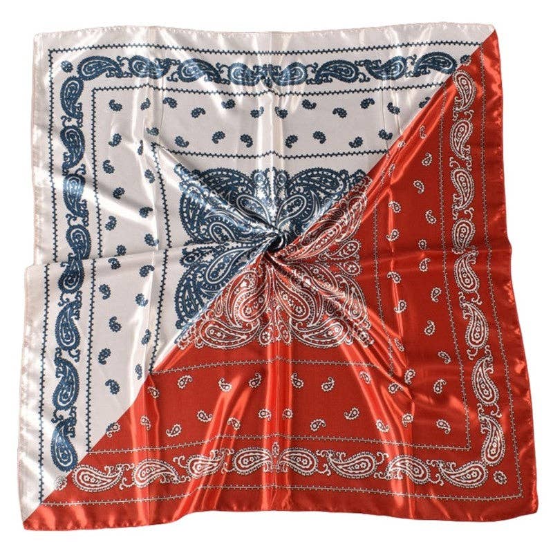 Contrast Bandana Print Satin Scarf