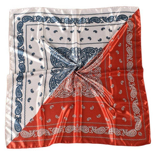 Contrast Bandana Print Satin Scarf - Verte Boutique