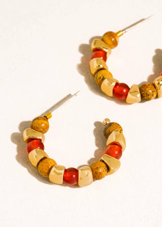Noisette 18K Gold Beaded Boho Hoop Earrings - Verte Boutique