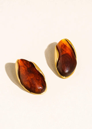 Aurelia 18K Gold Resin Drop Earrings – Non - Tarnish Statement Jewelry - Verte Boutique