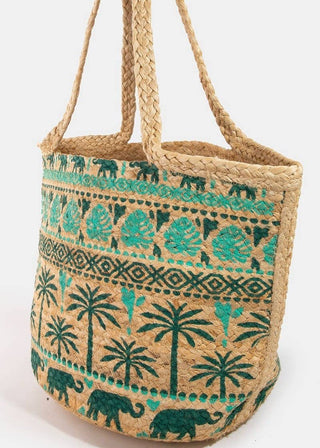 Tropical Palm & Monstera Jute Tote Bag - Verte Boutique
