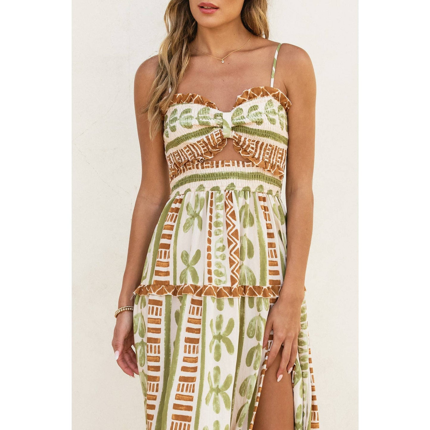 Cutout Smocked Maxi Dress