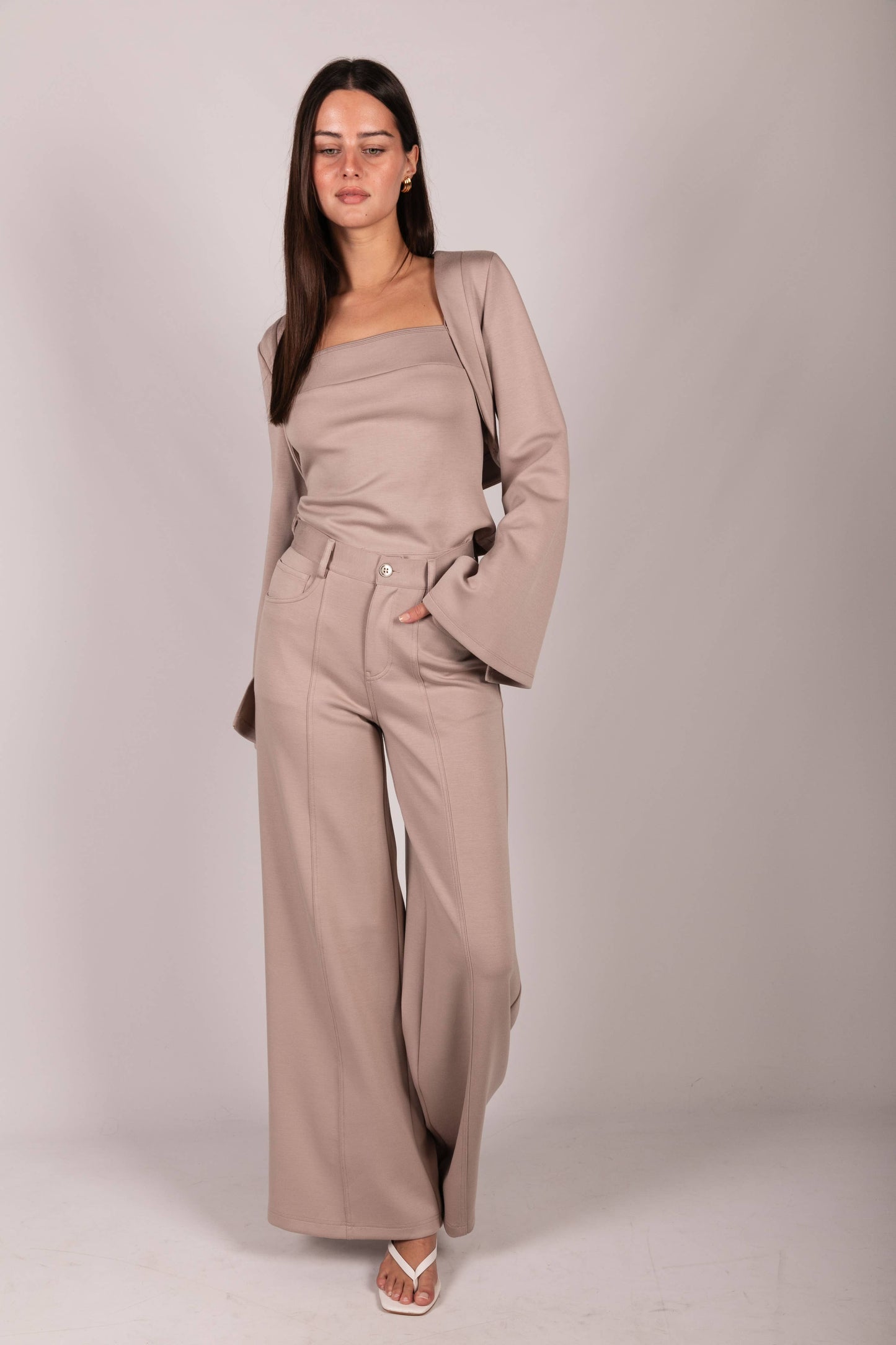 Butter Modal Pleated Wide Leg Trousers