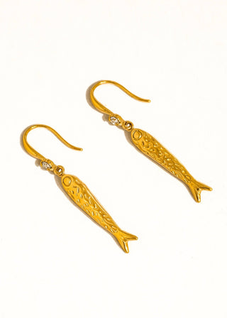 Non - Tarnish Gold Sardine Drop Earrings - Verte Boutique