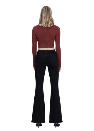 Noir Sculpt Mid - Rise Seamless Waistband Flare Jeans (33" Inseam) - Verte Boutique