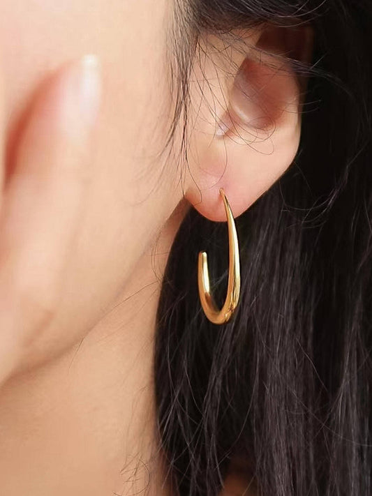 Gold Non-Tarnish Minimalist Open Hoop Earrings