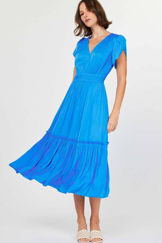 V-neck Tiered Midi Dress