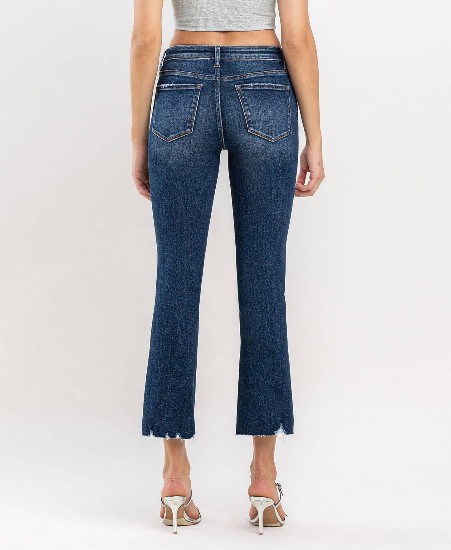 Mid Rise Crop Mini Bootcut Jeans