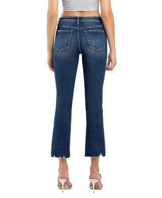 Mid Rise Raw Hem Cropped Bootcut Jeans - Verte Boutique